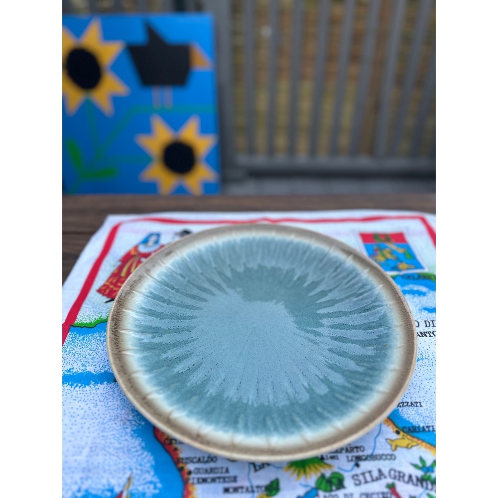 Laurie Gates Blue Green Reactive Glaze Ceramic Dinner Replacement Plate 11 Nova